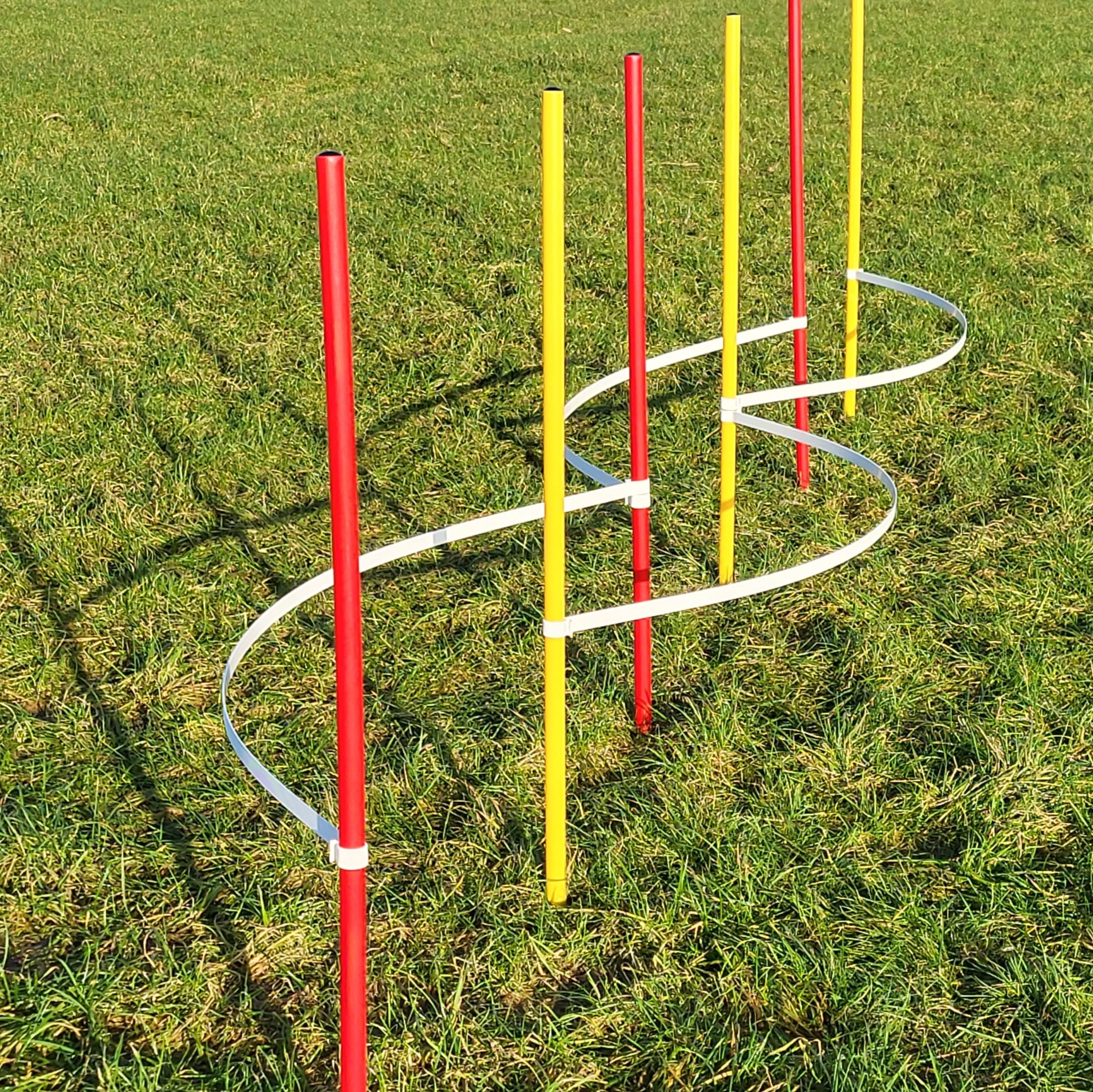 Agility - Slalom - AUSBILDUNGSSET MIT 4 SLALOMBÖGEN/TRAININGSBÖGEN + 6 SLALOMSTANGEN ROT/GELB