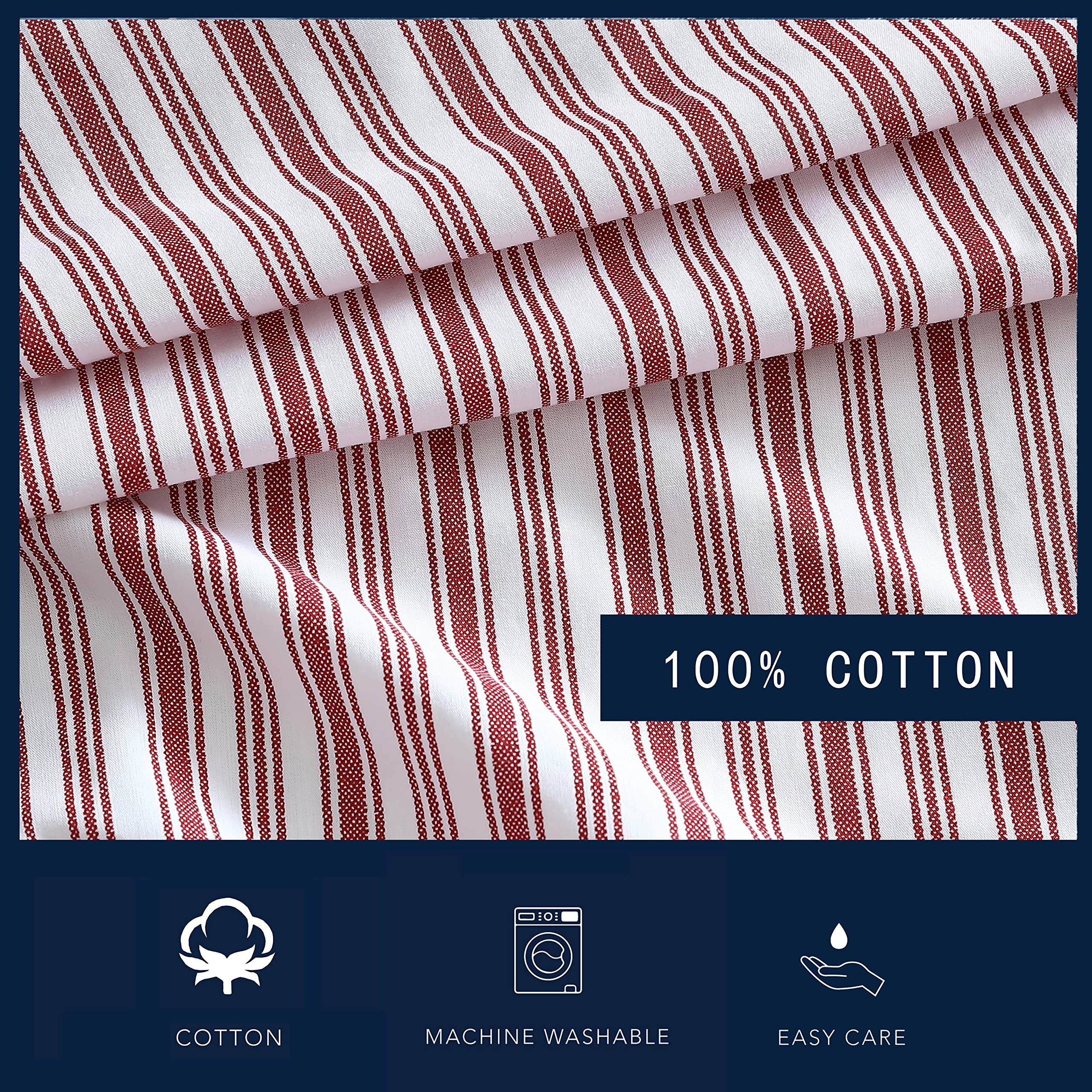 Nautica - Set Di Lenzuola Twin In Percalle Di Cotone 100% - Reece Plaid Navy, 200 Fili, Fresco E Traspirante, Certificato Oeko-Tex