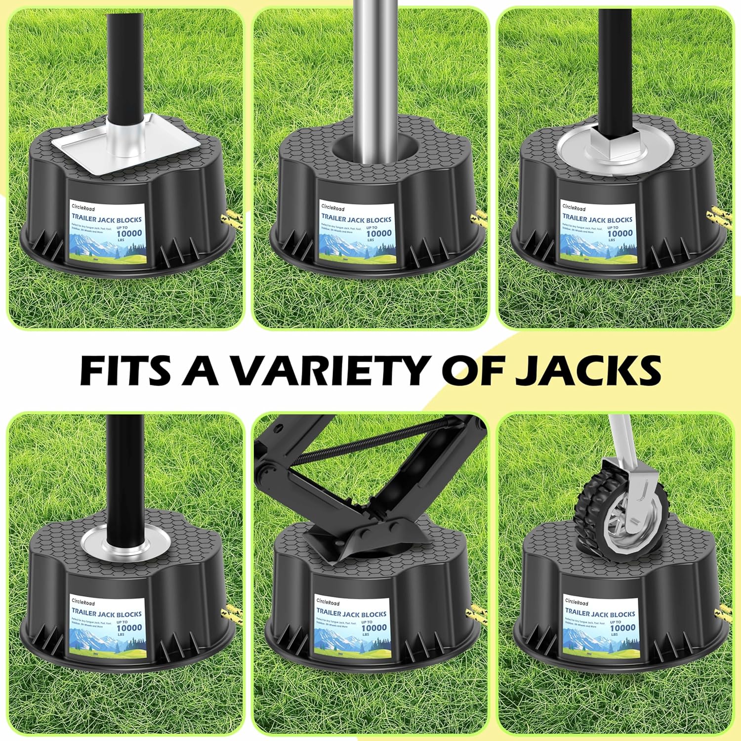 Trailer Jack Block, 1 Pack Heavy Duty Camper Jack Pads UV Resistant Up to 10,000 lbs Leveling Block for Trailer, Tongue Jack, 5th Wheels, Black