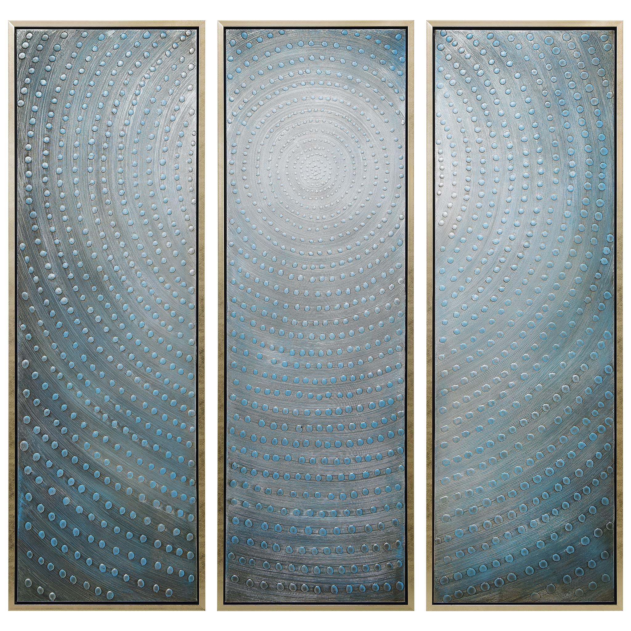 Empire Art Direct Abstract Wall Art Textured Hand Painted Canvas by Martin Edwards, Triptych, 60" x 20" each, Concentric