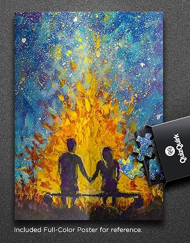 Miniatura 5 de QuizQuirk - Rompecabezas de 1000 piezas, pareja romántica por fogata, rompecabezas de pintura para adultosadolescentes (kit de ahorro de