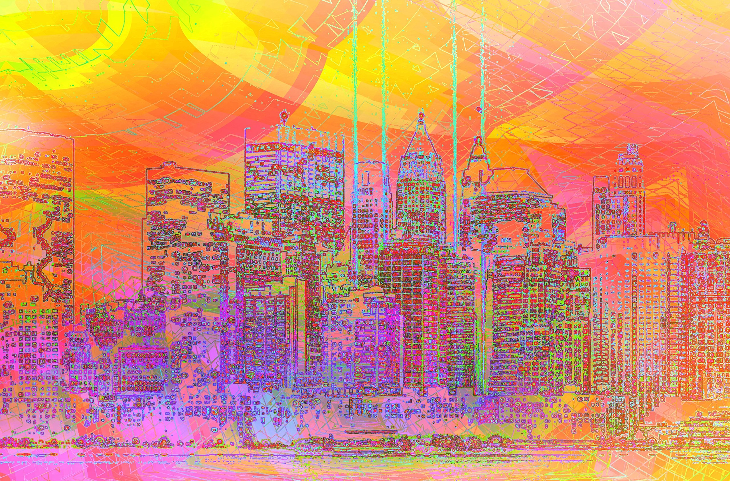 ''NYC 2.0'' - NEW YORK CITY SKYLINE FINE ART GICLEE PRINT 17"X22"