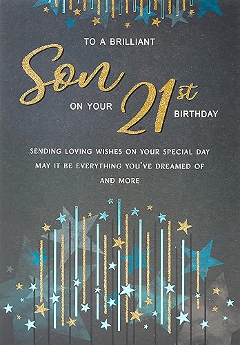 Regal Publishing Modern Milestone Age Birthday Card 21st Son - 9 x 6 inches -