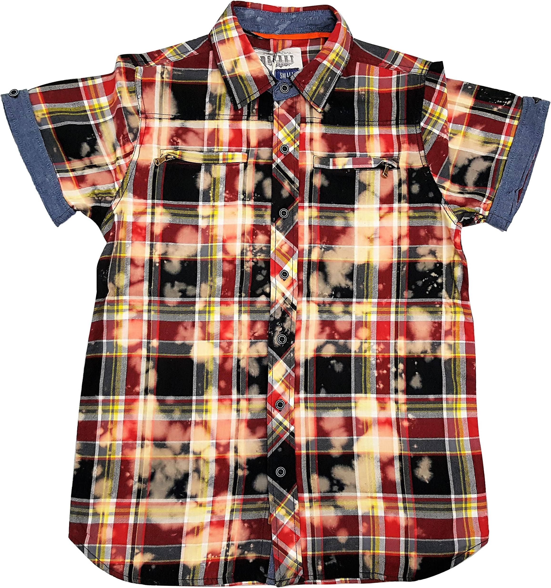 8IGHTH DSTRKT Bleached Plaid Woven T-Shirt (M, Black)