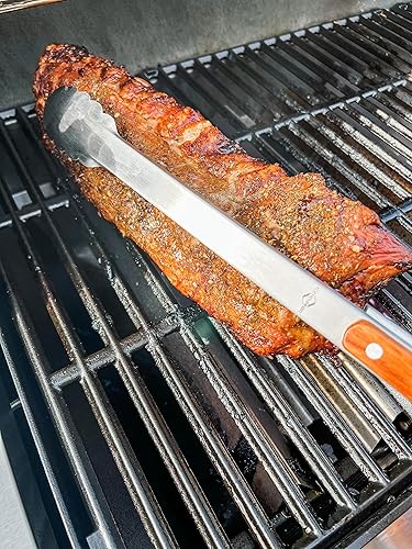 Miniatura 3 de Küchenprofi TEXAS - Pinzas largas de acero inoxidable de acero inoxidable y palisandro, 19 pulgadas, pinzas largas para parrilla al aire libre,