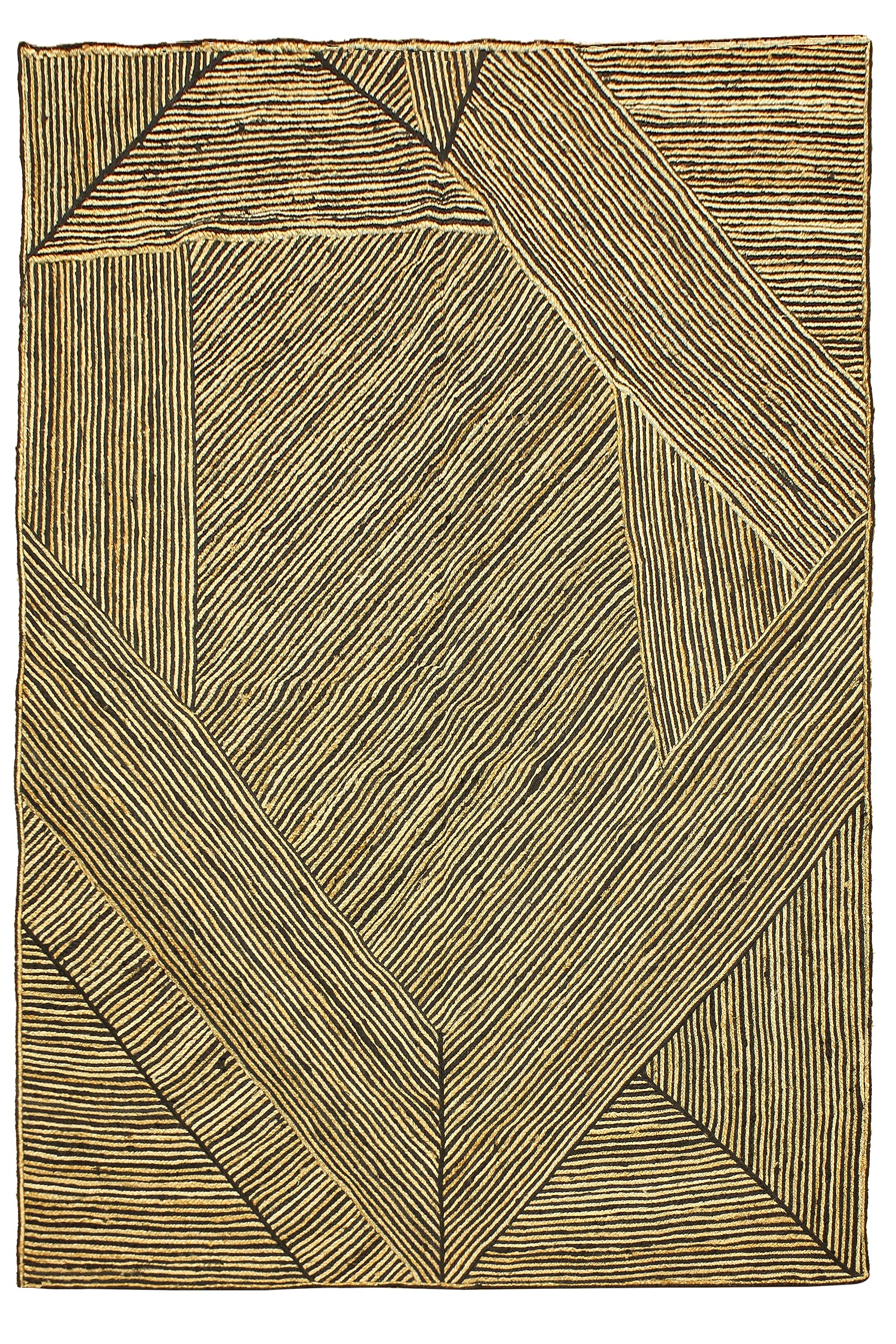 Tapis rectangulaire en jute pour entrée terrasse et salle à manger noir