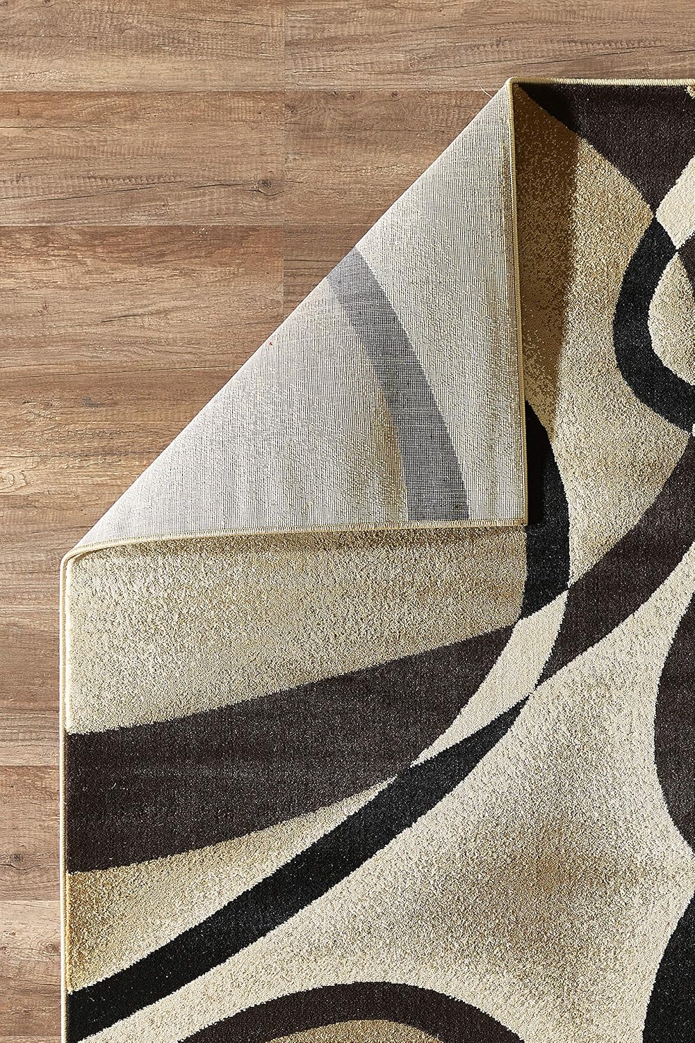 GLORY RUGS Modern Area Rug 5x7 Beige Swirls Carpet Bedroom Living Room Contemporary Dining Accent Sevilla Collection 4816A (Brown) - Image 4