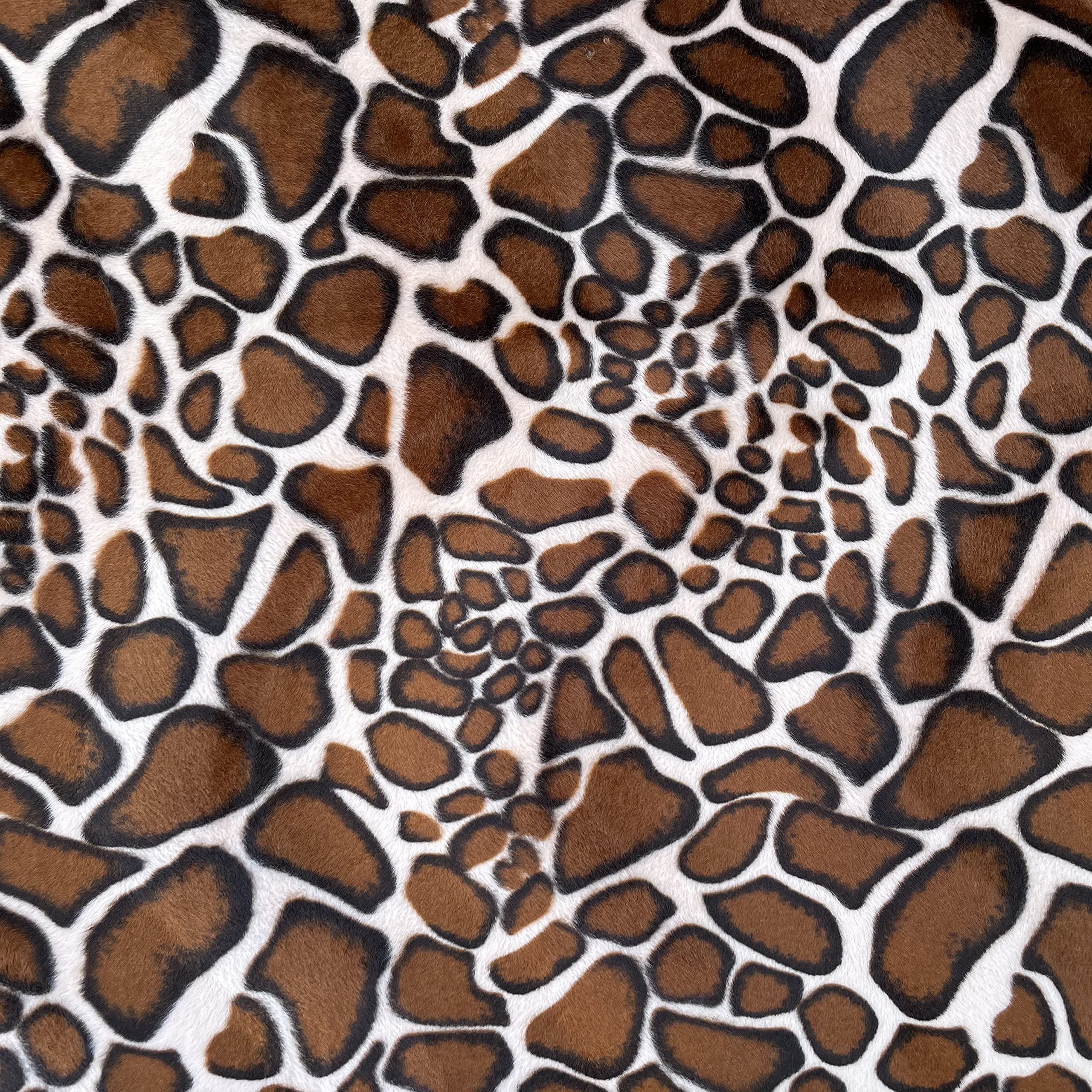 Animal Print Velboa Faux Fur Super Soft Pony Skin Velour Fabric Craft Material | 55" - 140 cm Wide (Per Half Metre, Little Giraffe)