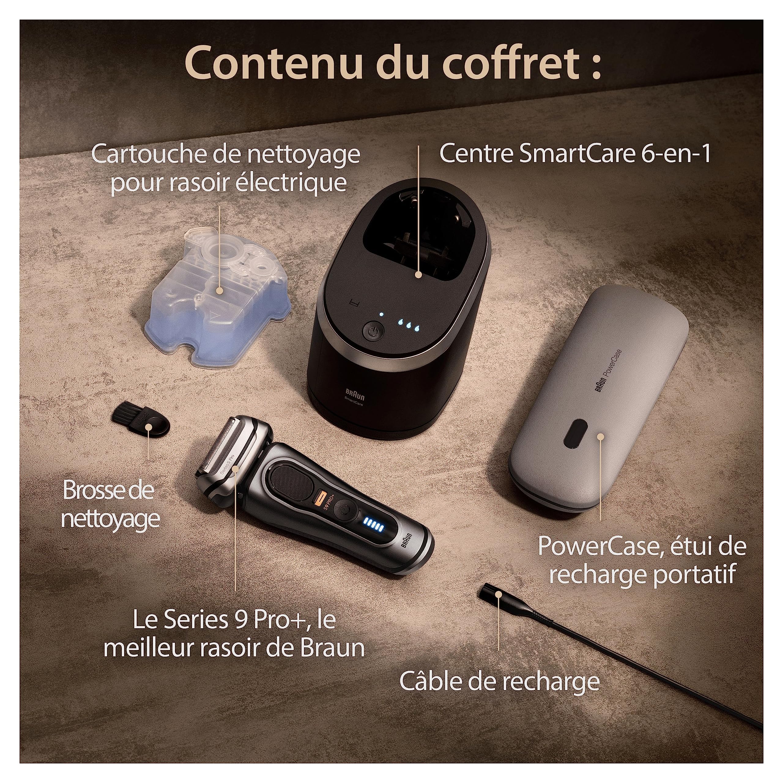 Braun Series 9 PRO+ 9575cc, Rasoir Électrique Pour Homme, 5 Éléments De Rasage, Tondeuse De Précision Intégrée, Station SmartCare, Étui PowerCase, 60 Min D'autonomie, Fabriqué En Allemagne, Graphite