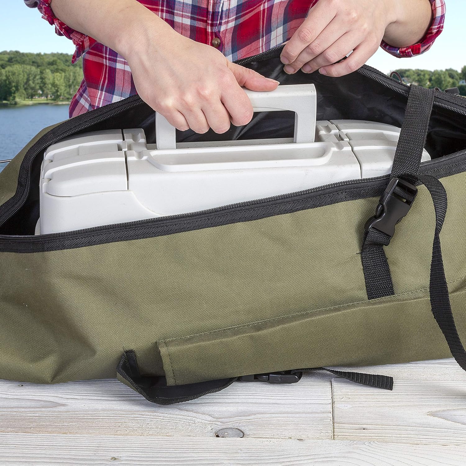 Besti Fishing Rod Organizer Bag (Portable) Shoulder Carry Home and Travel Storage | Professional Reel, Tackle, and Equipment Organization | Heavy-Duty, Water-Resistant