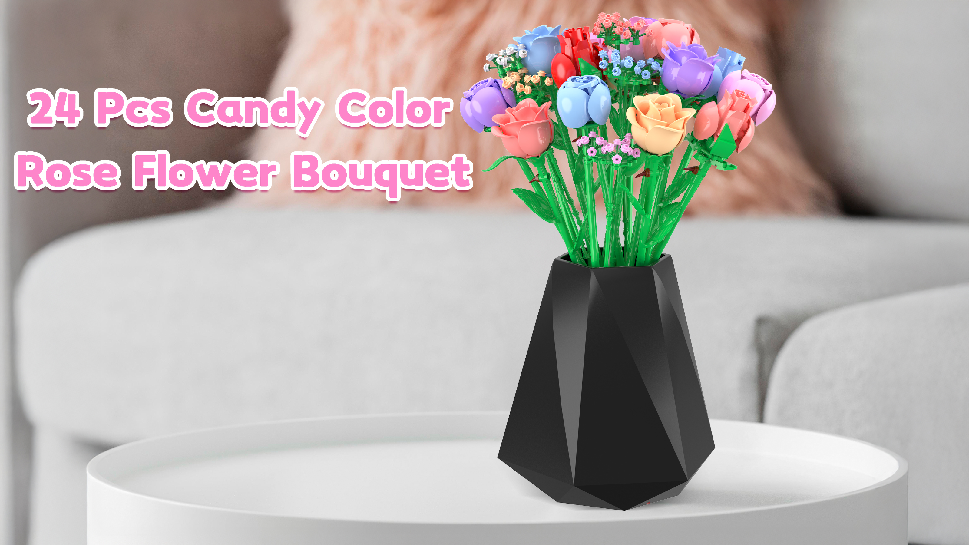 Amazon.com: Sopu Colorful Rose Bouquet Flowers Building Set, 24