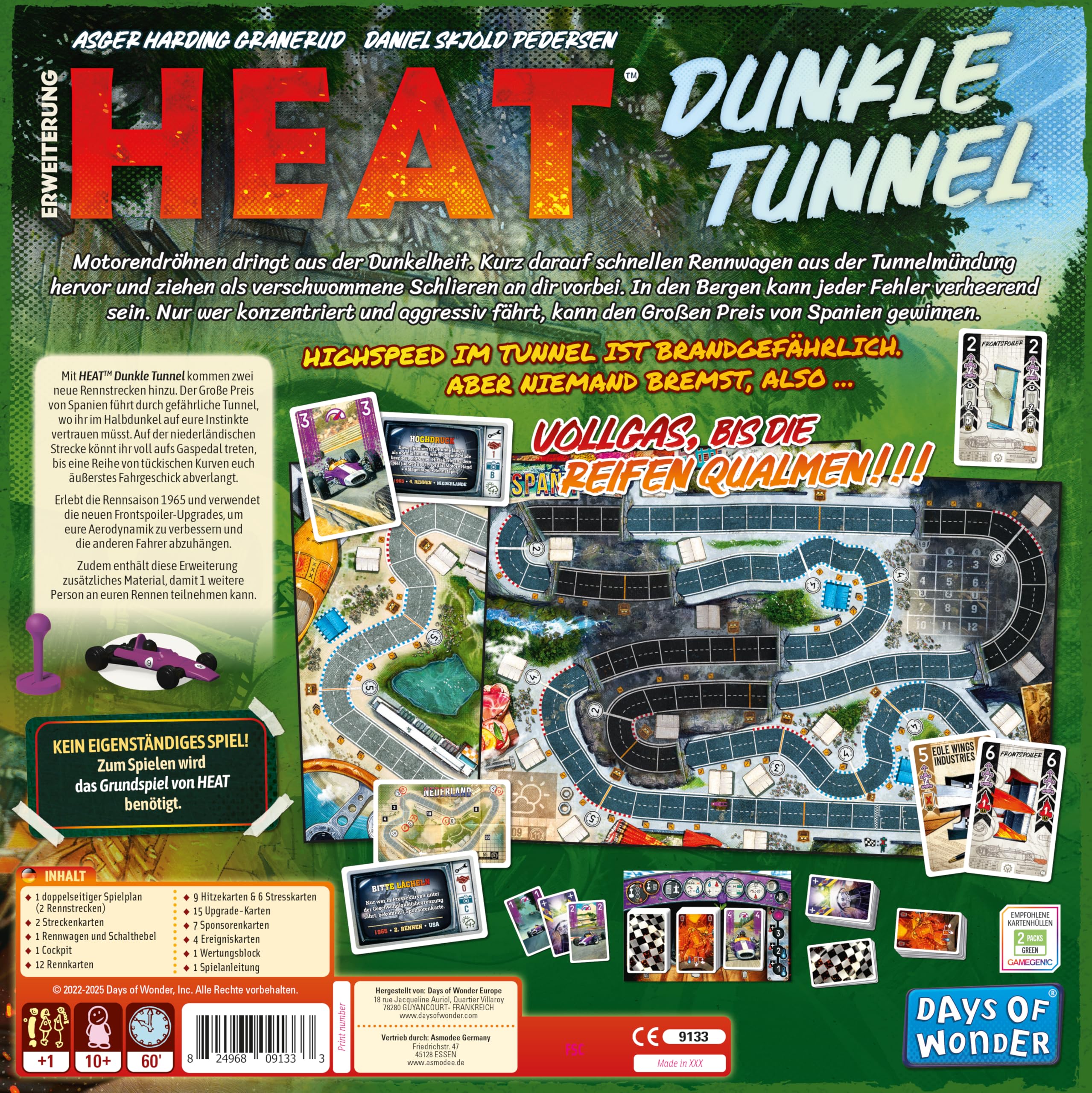 Days of Wonder, Heat – Túnel Oscuro, expansión, Juego de conocedores, Juego de Carreras, 1-7 Jugadores, a Partir de 10 años, 60 Minutos, alemán