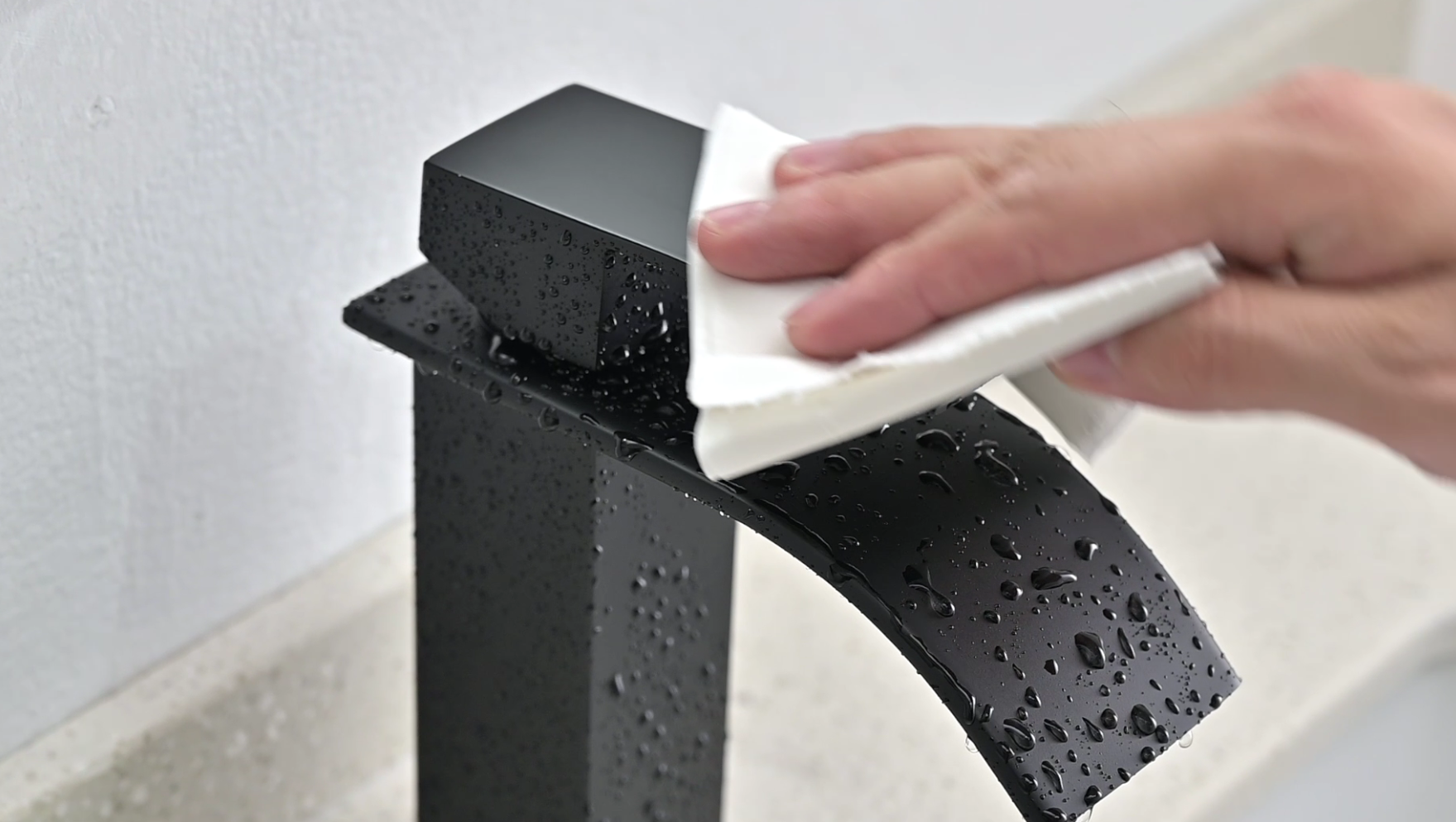 VOTON Black Bathroom Faucets Modern Waterfall Bathroom Sink Faucet