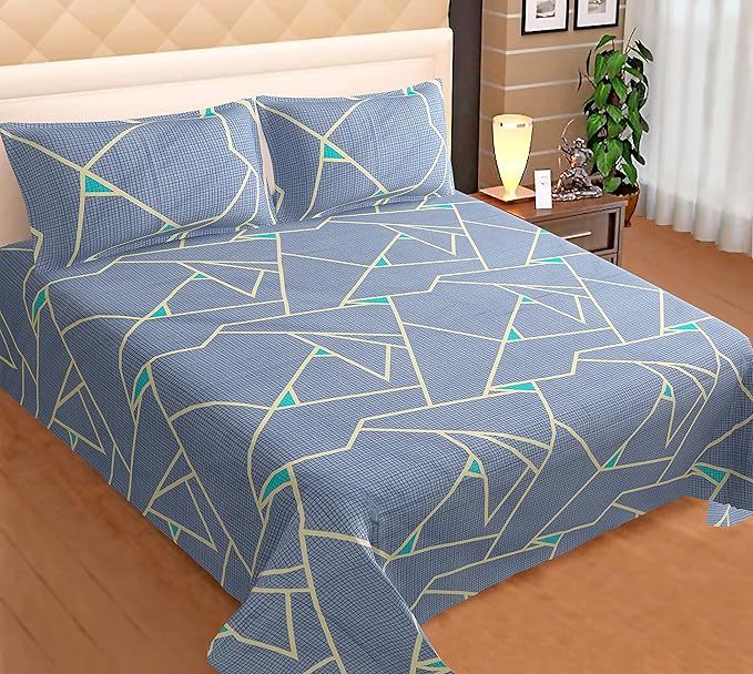 WCX 300TC Cotton Printed Double Bed bedsheet Cotton (90 x 100 inch / 17