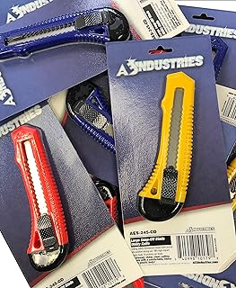 AES Industries 245 Box Cutter Utility Knife (12 PACK) - Premium Grade Strength - Retractable Snap Off Blades - Perfect Hobby Knife for Cutting Cardboard, Boxes, and More!