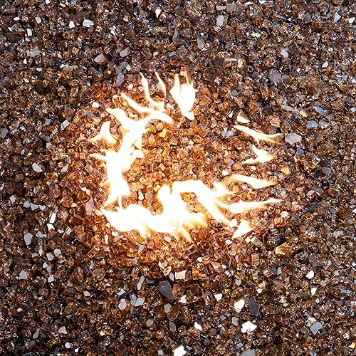 Miniatura 4 de MSI Vidrio ignífugo marrón cobre, rocas de vidrio templado reflectante de 12 pulgada de alto brillo para propano o chimenea de gas natural, rocas de