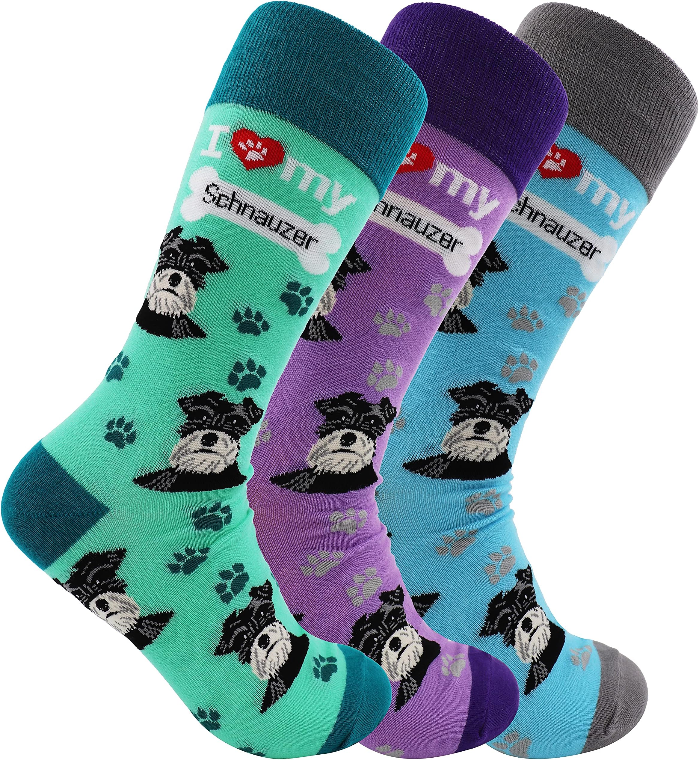 Sock Society I Love Dogs Unisex Men Women Fun Dress Casual Pattern Crew Funny Socks (3-pack)
