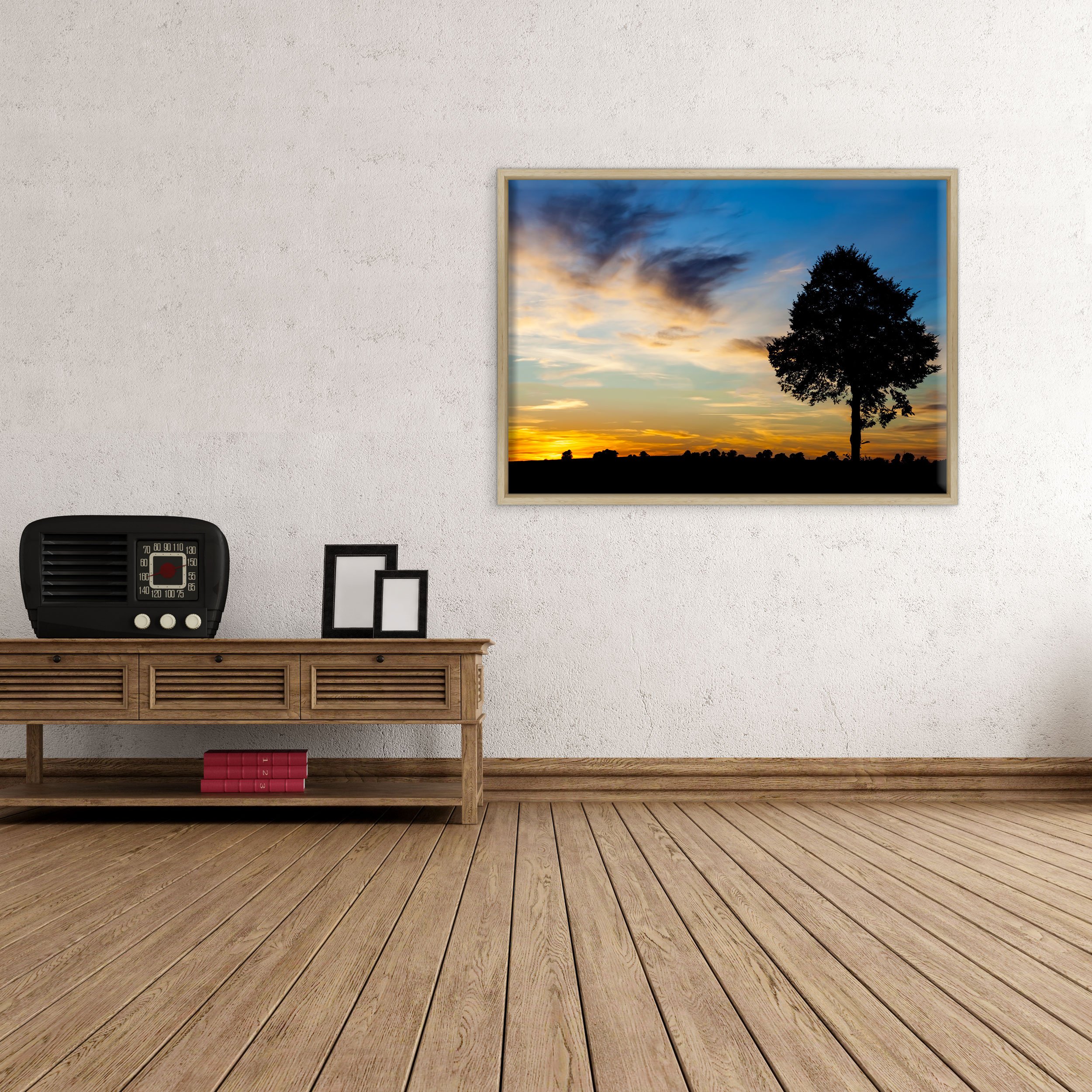 Cuadro sobre lienzo Canvas – ConKrea – Listo para colgar – atardecer de campo