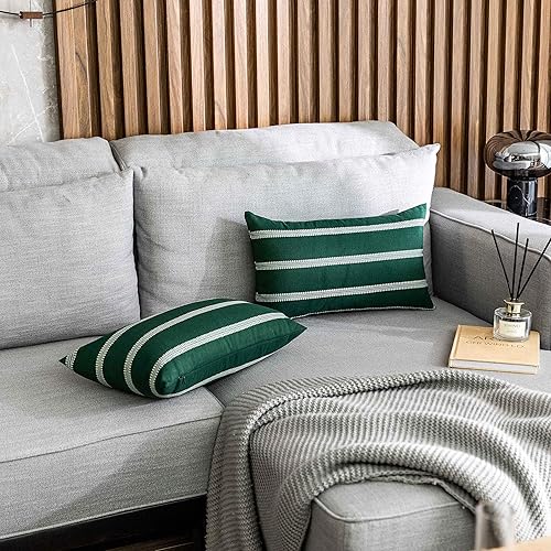 Vista 66 de Home Brilliant Large Stripe Decorative Pillow Covers Euro Shams Cover for Living Room, 24x24 inches(60x60 cm) Set of 2, Tan