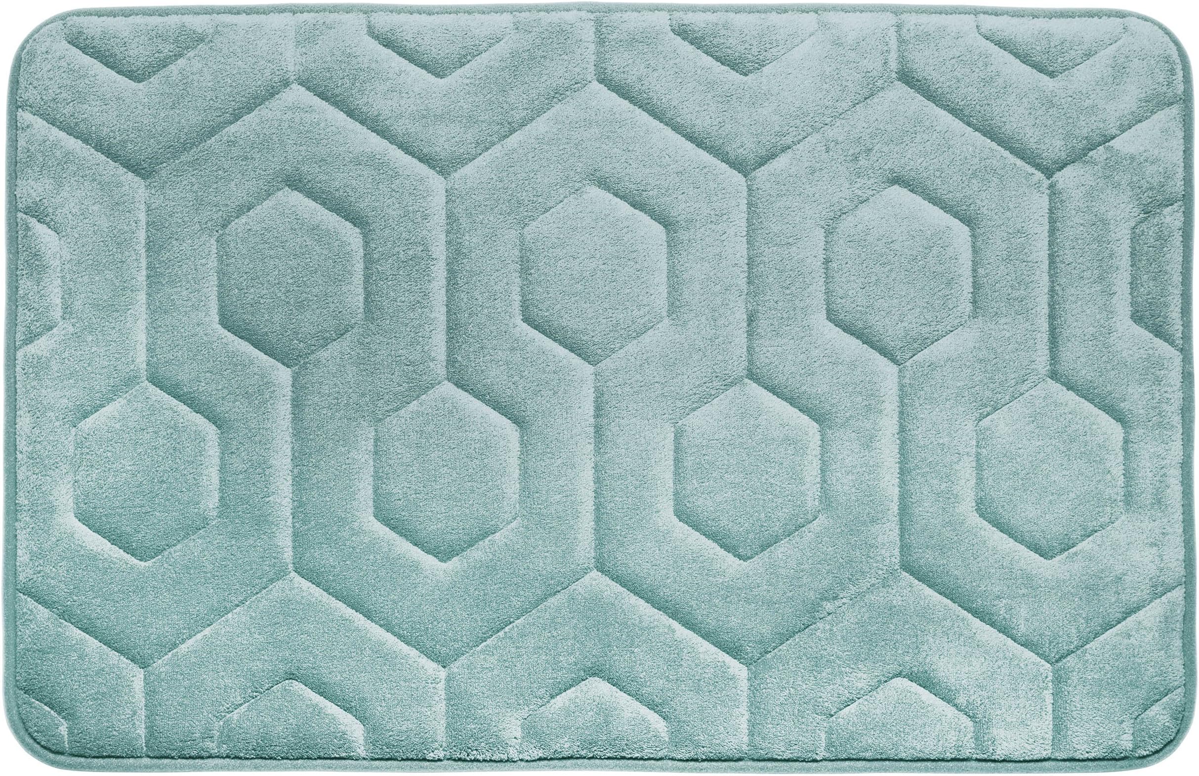 Hexagon Memory Foam Bath Mat, 20 by 34", Aqua