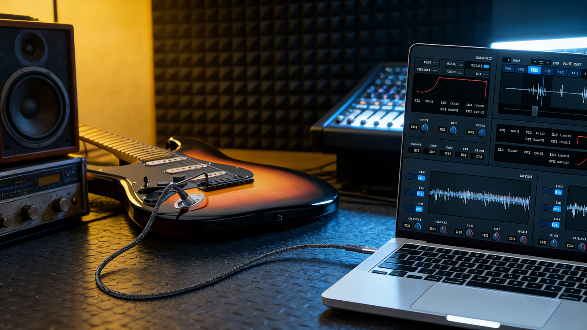 Image of USB Guitar Cable 9FT, Guitar 1 /4 Inch TS to Computer USB C Interface Cable Adapter for Instruments Recording Singing, 32Bit /384Khz Mono Braided Shielding Cable Compatible with USBC Ports | Gold-Plated, Nylon Braided, 32bit /384kHz DAC chip, Hi-Fi for Bass /Electric Piano /Mic to Phone /Laptop /Mixer,Plug Play,Shielded