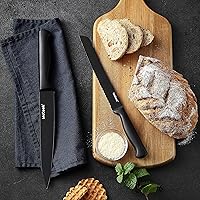 Vista 7 de McCook - Juego de cuchillos, juego de bloques de cuchillos de acero inoxidable alemán con afilador incorporado, negro