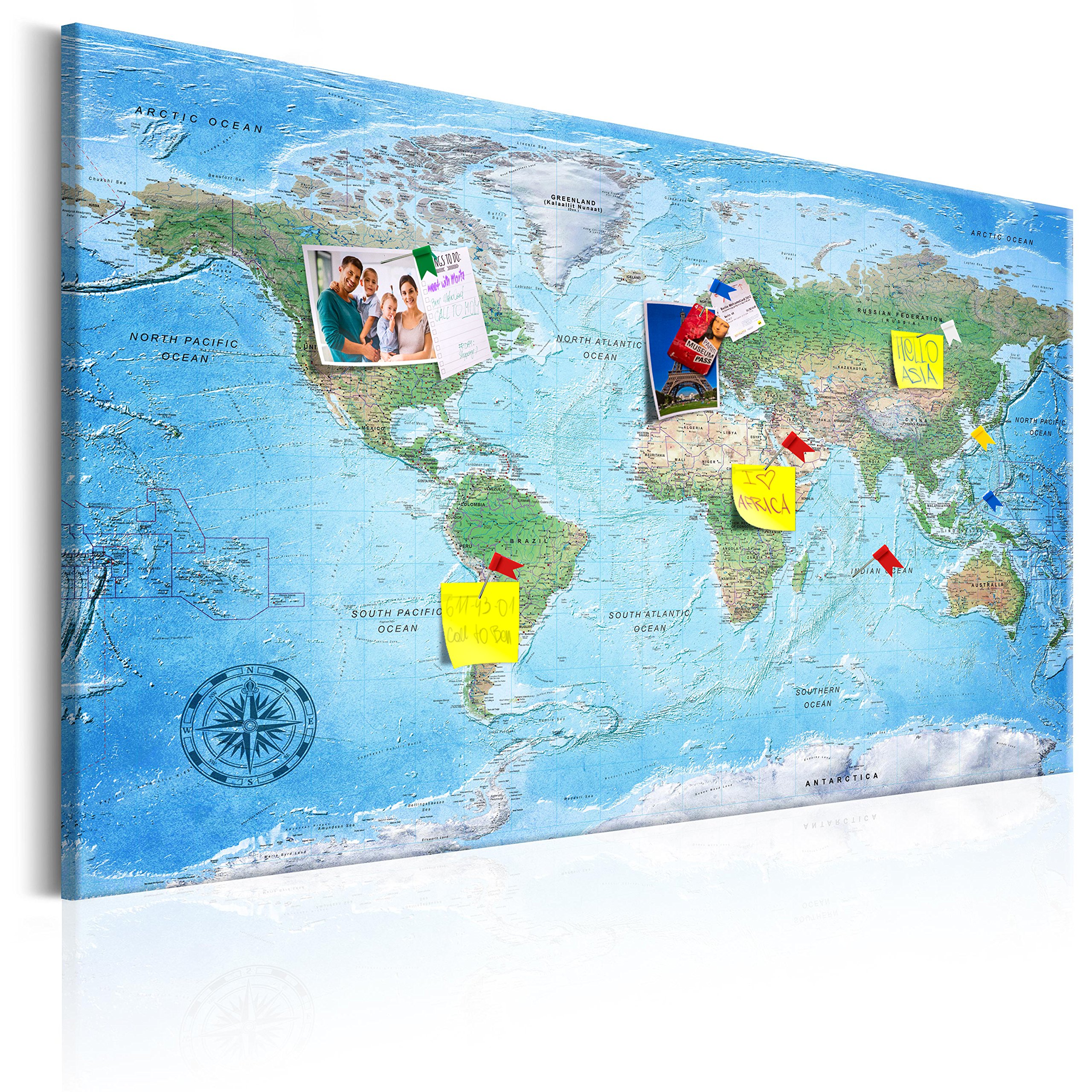 murando - Pin Board World Map 90x60 cm/36"x24" 1 piece Cork Board On Non-Woven Material XXL Memo Notice Board Pins Included Vision Board Images Pictures Home Decor Wall - Travel Gift k-A-0127-v-a — image 1