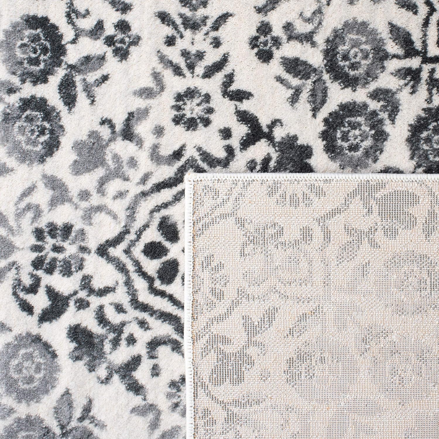 Martha Stewart x SAFAVIEH Area Rug Collection - 5'3" x 7'7", Charcoal & Ivory, Non-Shedding & Easy Cleaning, Ideal for Living Room, Bedroom, Office, Dining Space (MSR0958H)