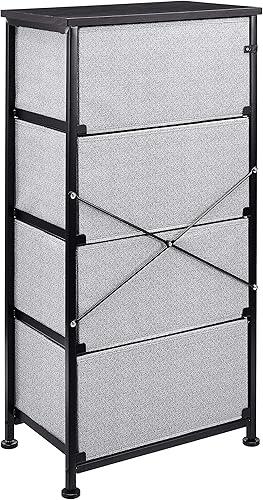 Miniatura 5 de Amazon Basics Organizador de almacenamiento de tela con 4 cajones para armario, color negro Negro,Blanco,https://www.amazon.com/dp/undefined