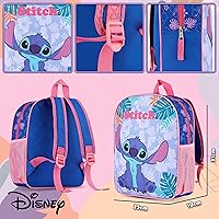 Vista 6 de Disney Mochilas Stitch para niñas, mochila Elsa Minnie Mouse, Azul (Stitch)