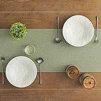 Vista 87 de ZeeMart Light Grey Table Runners 108 Inches Long, Burlap Linen Style Rustic Farmhouse Table Runner, Long Boho Dining Table Runner, 13x108 Inches