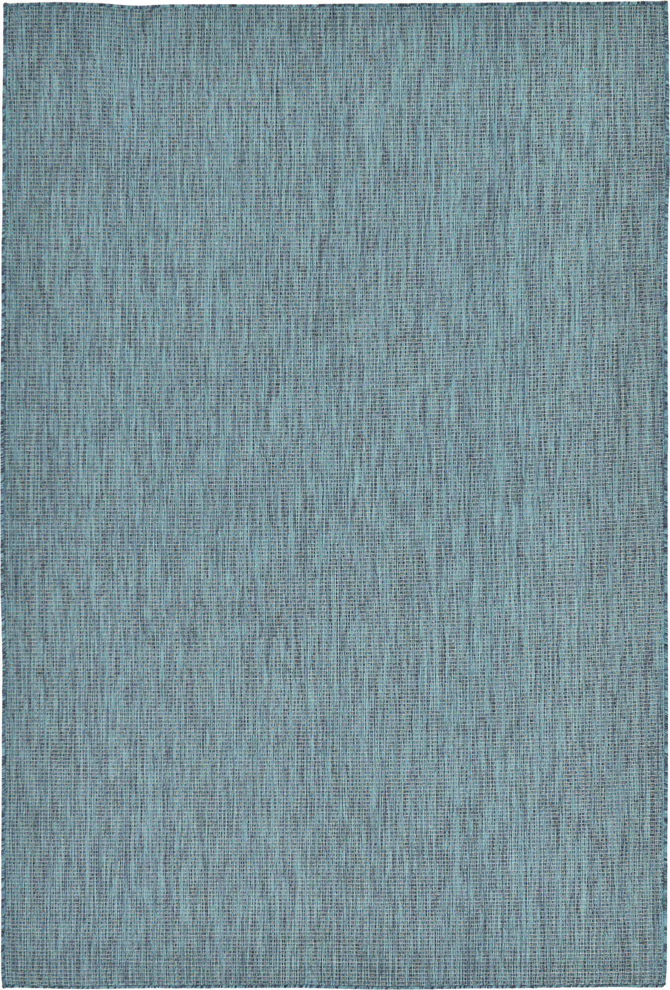 Unique Loom Collection Casual Transitional Solid Heathered Indoor/Outdoor Flatweave Area Rug (6' 1" x 9' Rectangle, Teal/Navy Blue)