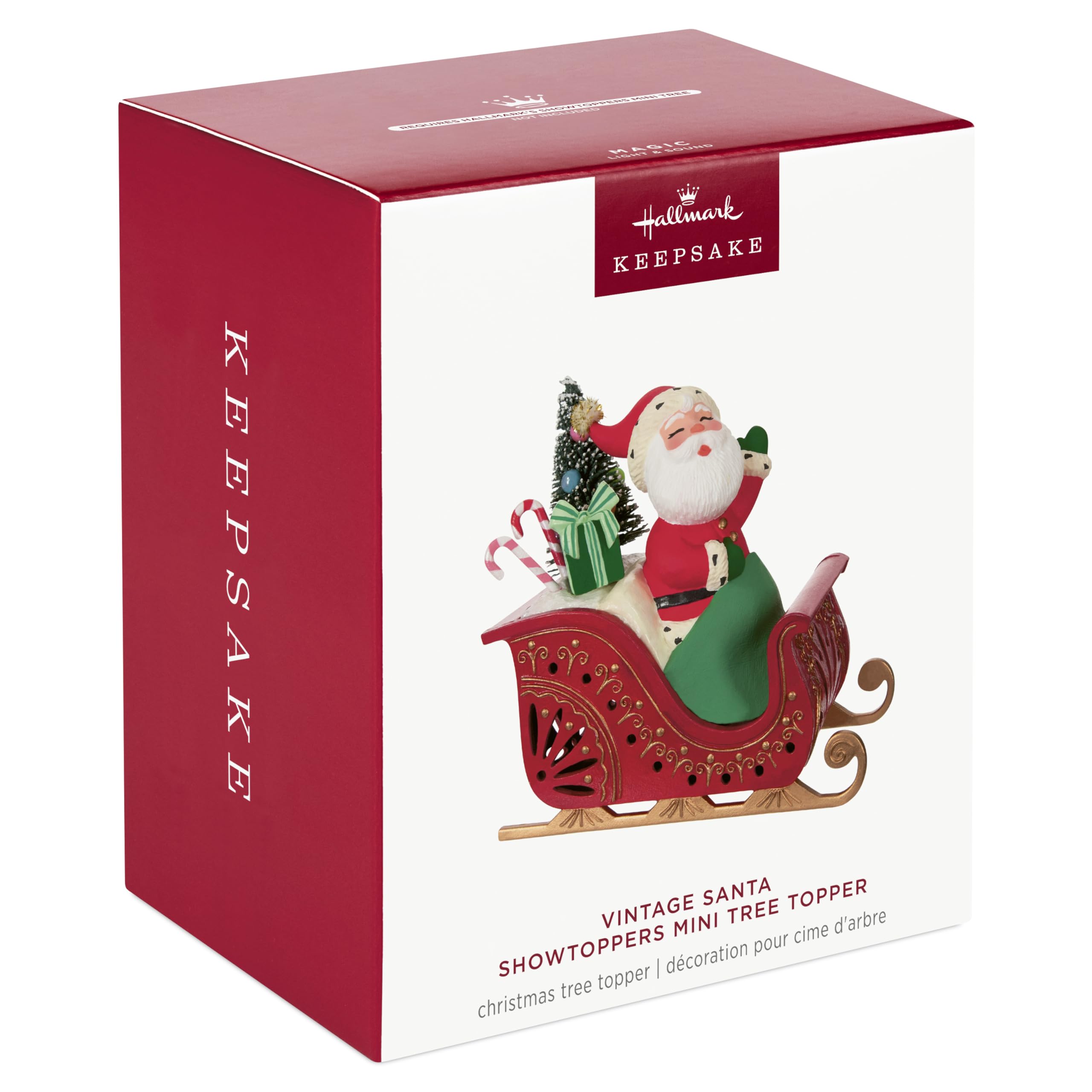 Hallmark Keepsake ShowToppers Mini cimier de sapin de Noël musical avec lumière 10,8 cm, cadeaux pour les amateurs de Noël