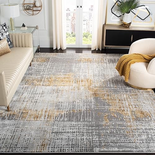 SAFAVIEH Craft Collection Area Rug - 8' x 10', Grey & Beige, Modern Abstract Design, Non-Shedding & Easy Care, Ideal for High Traffic Areas in Living Room, Bedroom (CFT874G)