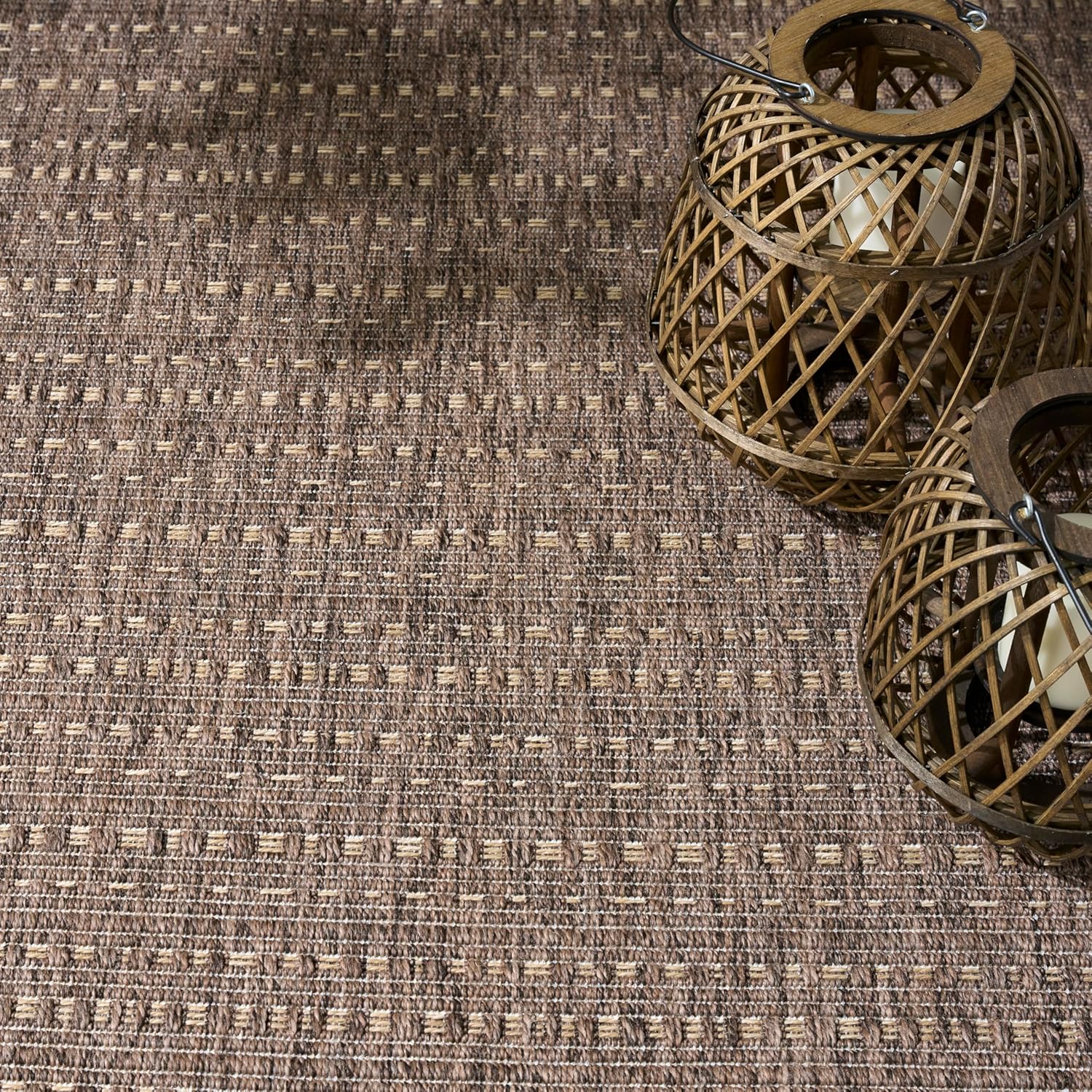 Nourison Home Tulum Brown 6' x 9' Area Rug - Easy Clean, Non Shedding, Bed Room, Living Room, Dining Room, Kitchen (6' x 9')