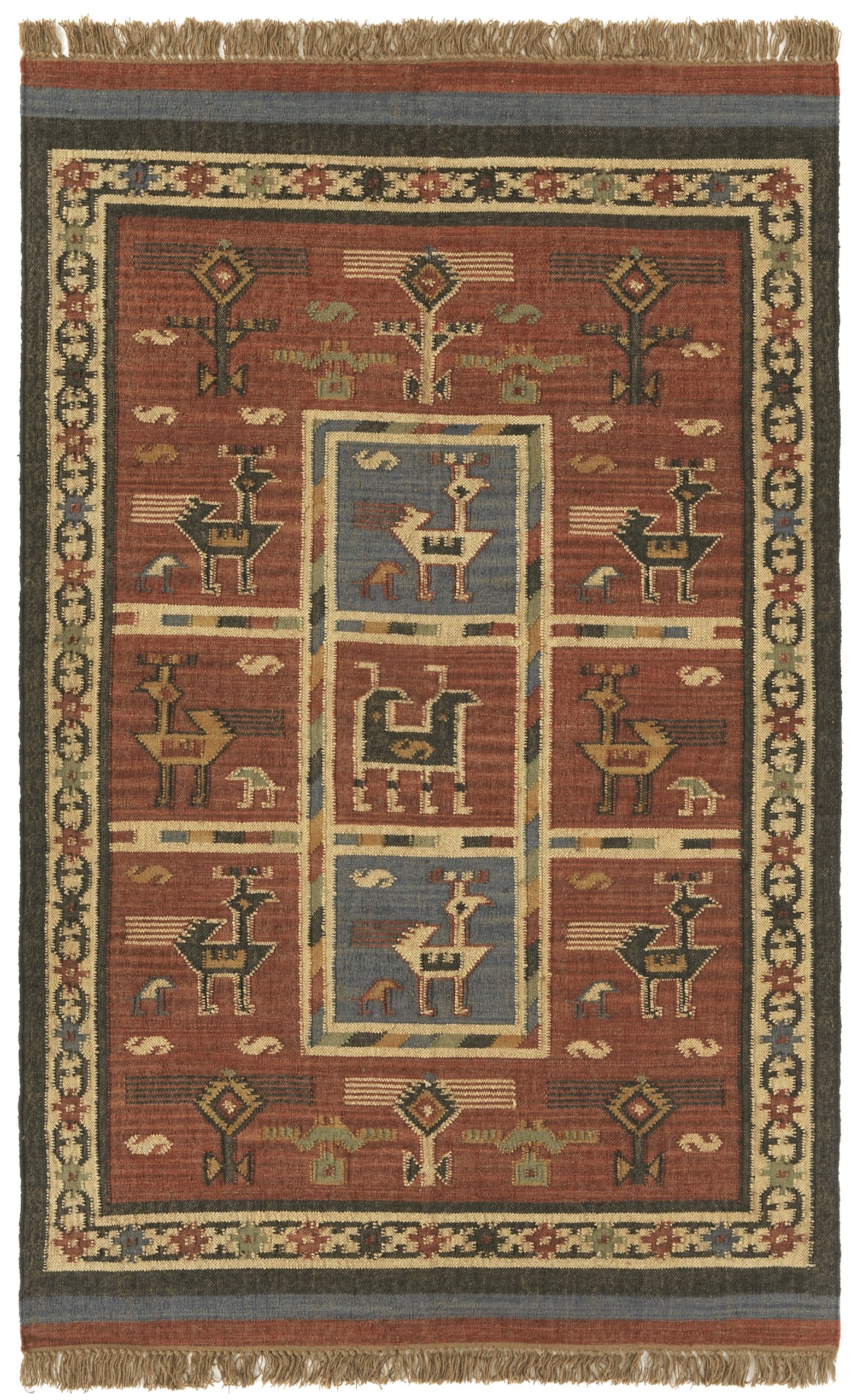 Hacienda Tribal Rug, 8-Feet by 10-Feet, Brick