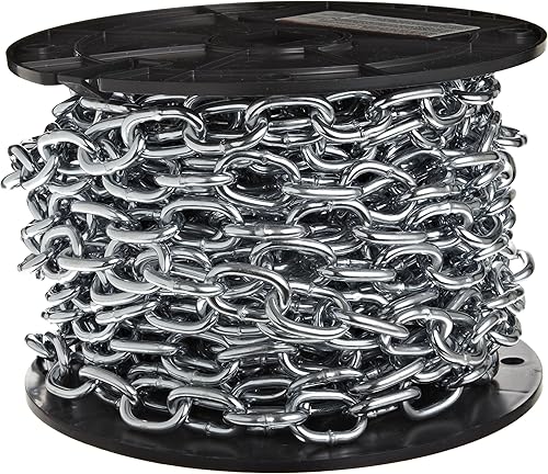 Miniatura 2 de Campbell 0722957 Cadena de eslabones de paso de acero de bajo carbono en carrete, chapado en zinc, 2/0 comercio, 0.18 "de diámetro, 50 pies de