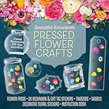 Beautiful Botanicals Pressed Flower Crafts Kit&colon; Create Bookmarks&comma; Gift Tags&comma; and More&excl; Kit Includes&colon; Flower Press&comma; 24 Bookmark and Gift Tag Stickers&comma; &period;&period;&period; Decorative Floral Stickers&comma; Instruction Book