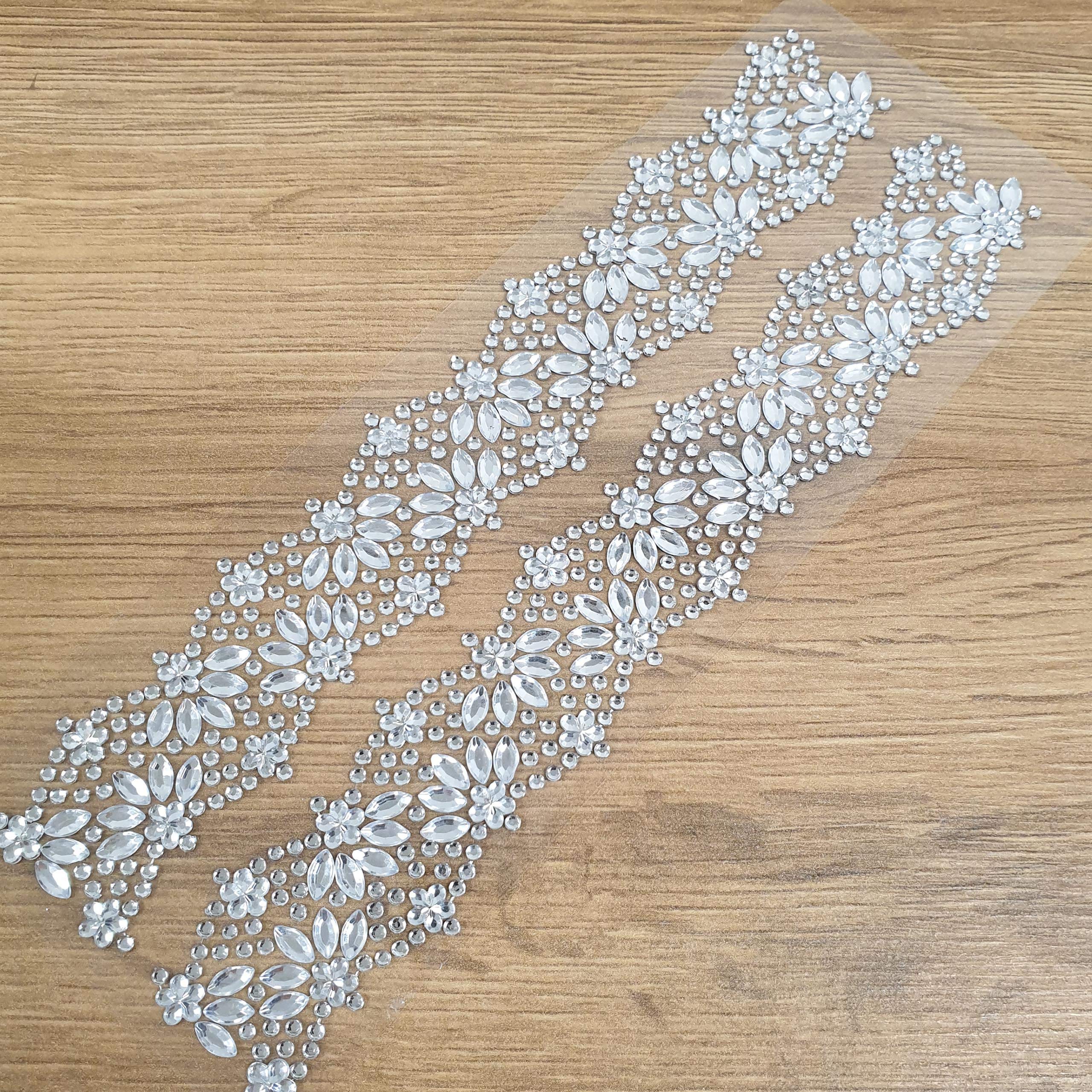 16cm Vintage Diamante Border Trim Sticker Craft Card Wedding Embellishment X 2