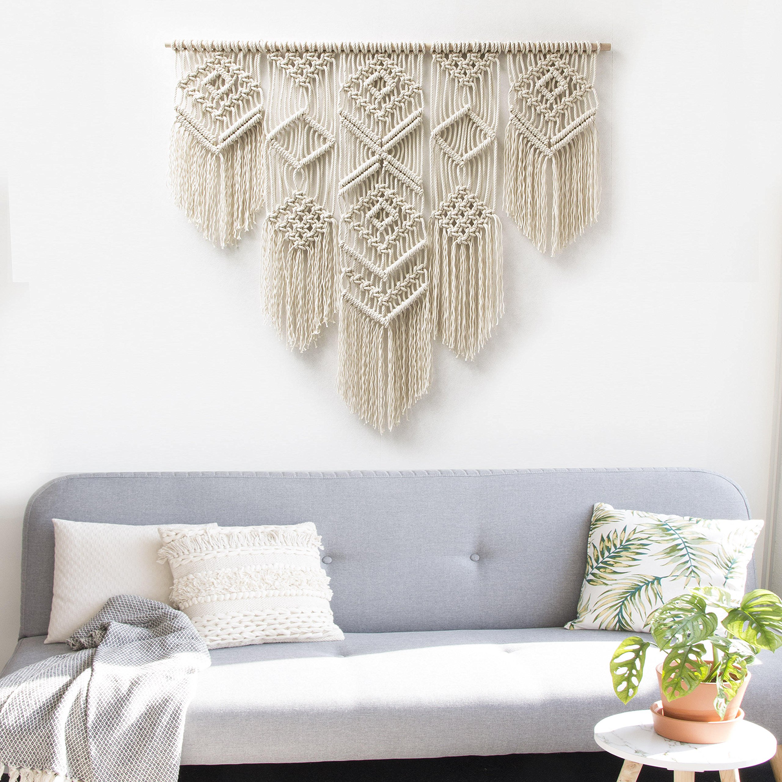 Bohemian Macrame Wall Decor Boho Chic Style Macrame Wall Hanging 40"W x 40"L