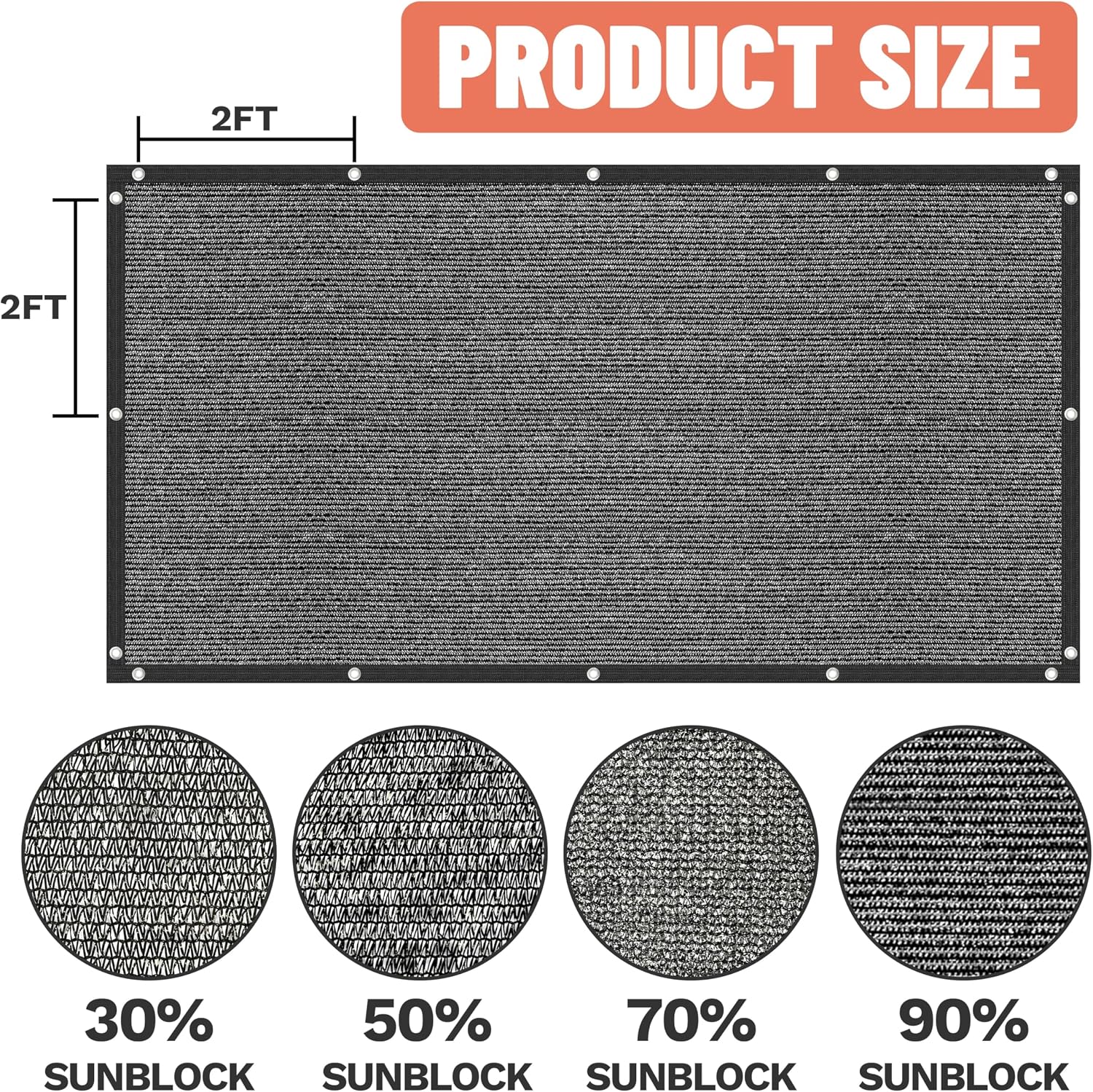AMGO 6' x 4' Black Shade Cloth with Grommets - 90% Sunblock, Durable Mesh Fabric Tarp for Dog Kennel Cover, Greenhouse, Fence Privacy Screen, Chicken Coop & Pet Playpen (We Make Custom Size)