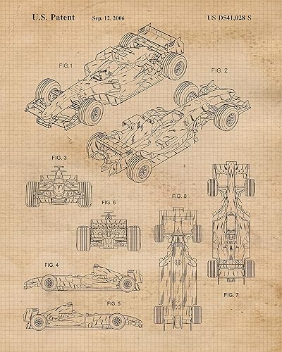 Miniatura 3 de Classic F1 Racing Cars Patent Prints, 6 (8x10) Unframed Photos, Wall Art Decor Gift for Home Enzo Ferrari Office Engine Garage Shop College Student