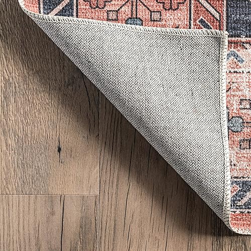 Miniatura 5 de nuLOOM Medallion - Alfombra ultrafina lavable a máquina, 4 x 6 pies, color óxido