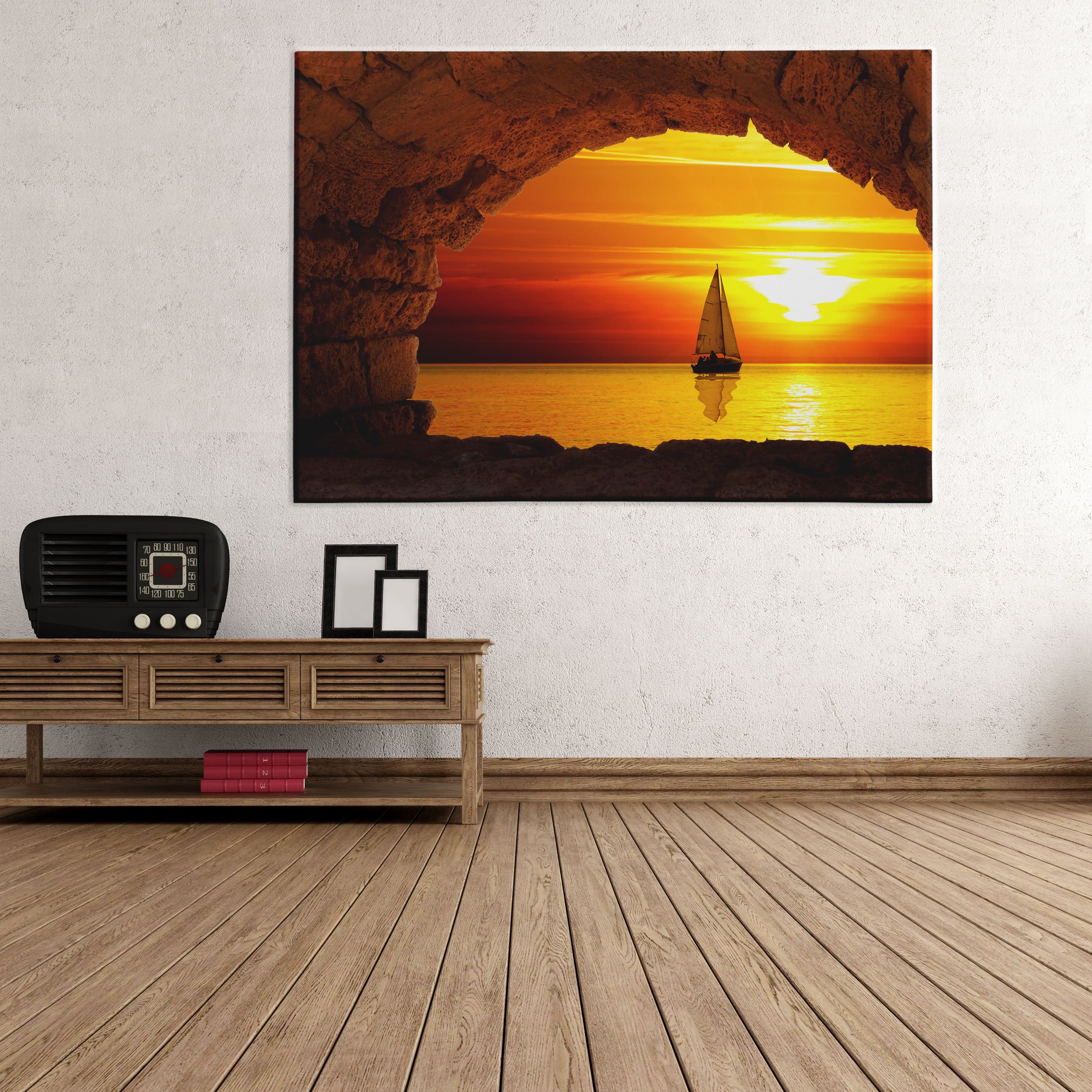 Feeby Quadro su Tela Barche A Vela XXL 120x80 cm 1 pezzo Stampa Murale Fotografia Decorazione da parete Immagini Moderni per Soggiorno Camera da Letto Ufficio Cucina Mare Natura Blu
