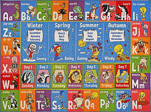 Miniatura 6 de KC Cubs Looney Tunes - Alfombra educativa para niños, alfabeto, trabajos y objetos, juego de aprendizaje y diversión, alfombra antideslizante para