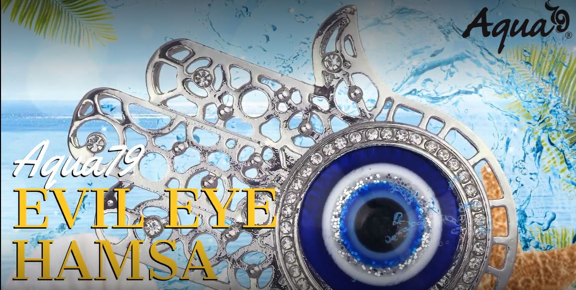 Imán decorativo Aqua79 Hamsa mano ojo azul 2 pulg miniatura 7