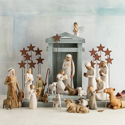 Miniatura 6 de Willow Tree Crèche for The Classic Nativity, Four-Part Assembly Wood Backdrop Shelters Holy Family, Build a Holiday Tradition with Nativity