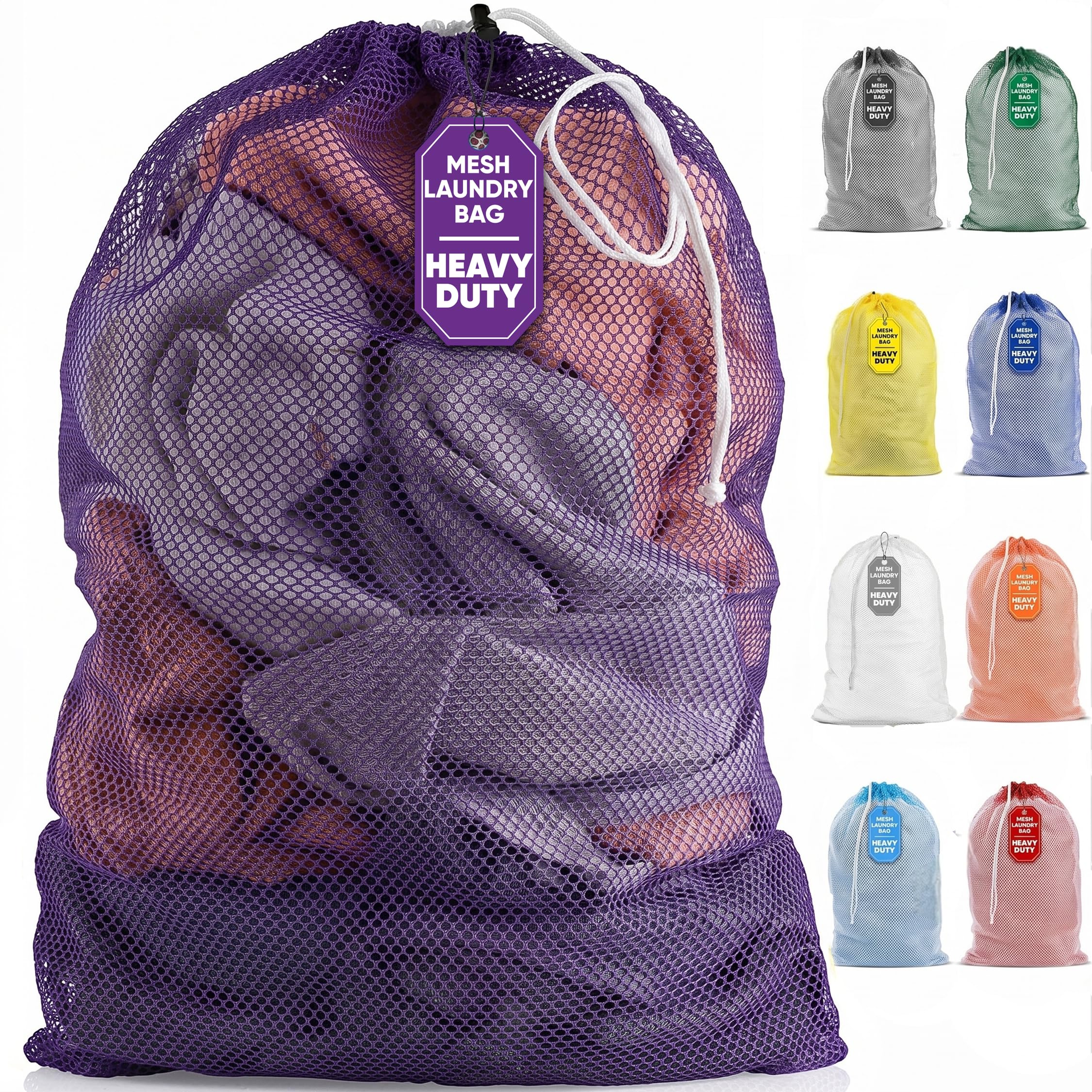 Handy Laundry XL Mesh Laundry Bag, Durable, Machine Washable Drawstring Secure Laundry Bag for College Dorm, Laundry, Apartment (Purple, Large, 24x36in) — image 1