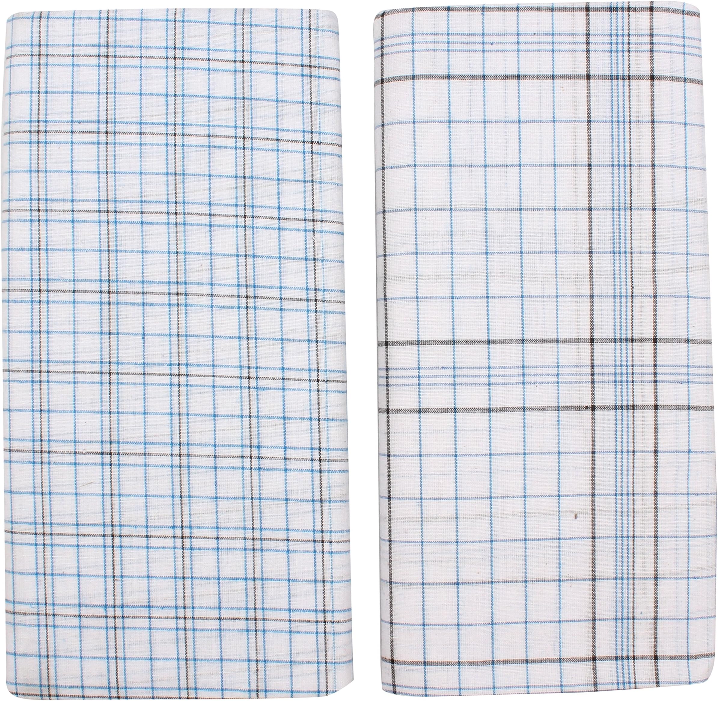 Indhirani Men's Mix Cotton Lungies - Pack of 2 (White, 2 meter)