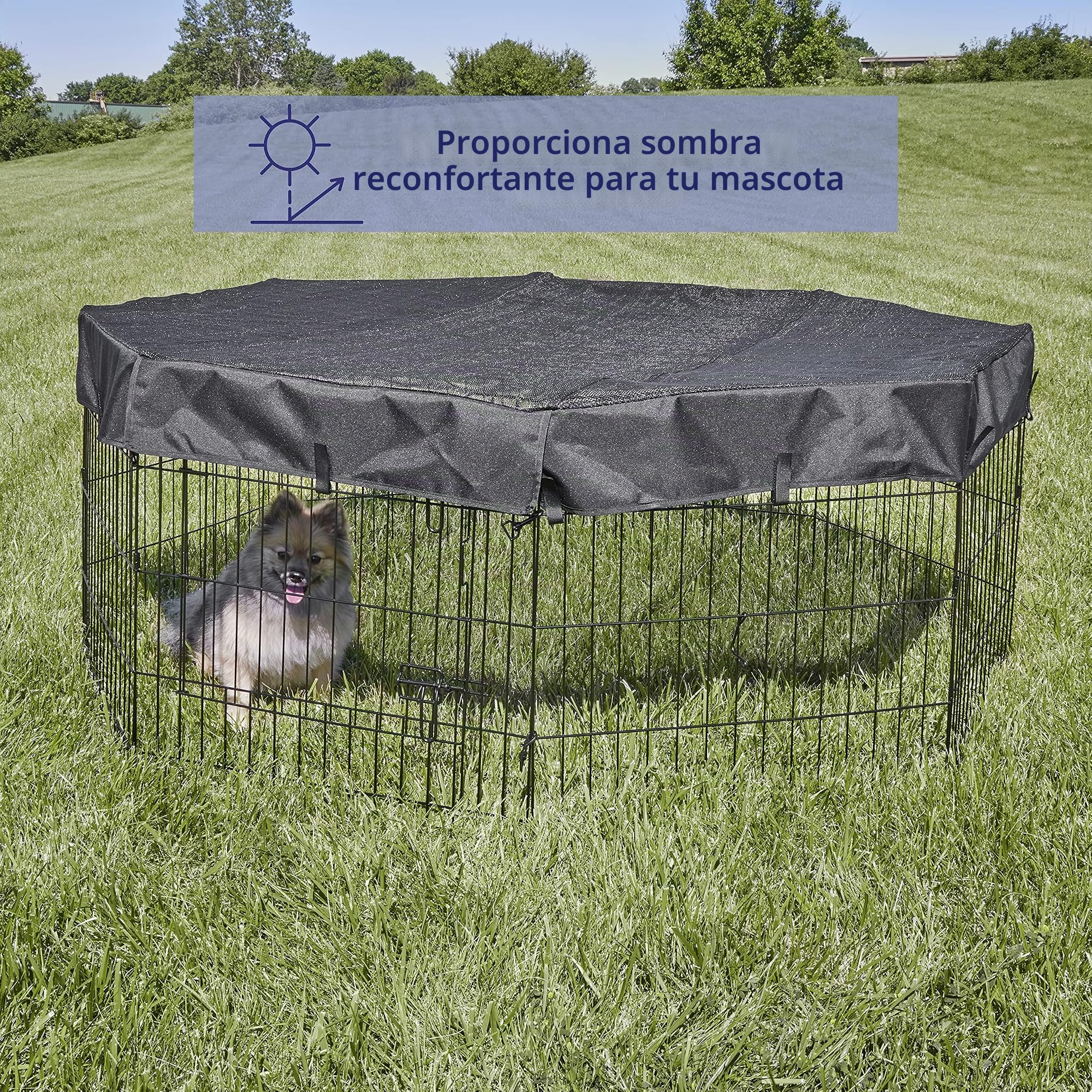 Protector solar octogonal de malla de tela para la parte superior del corralito para perros, se adapta a todos los bolígrafos de ejercicio MidWest Homes for Pets y New World, úsalo cuando el bolígrafo